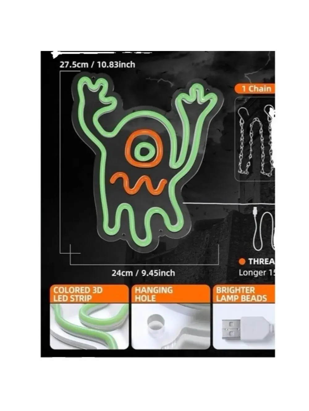 Halloween Ghost Neon Sign LED Light – Room Wall Decor for Spooky Party Vibes New